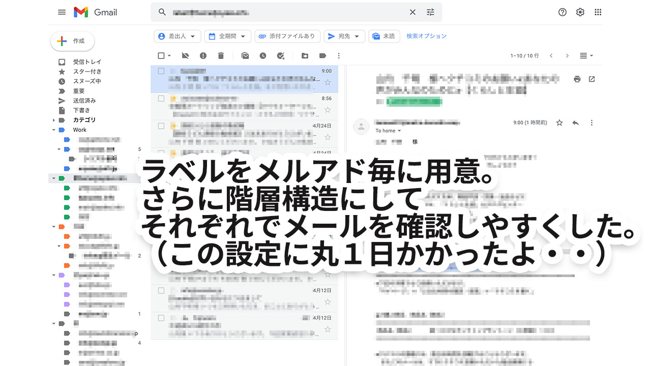 Gmail　ラベル分け